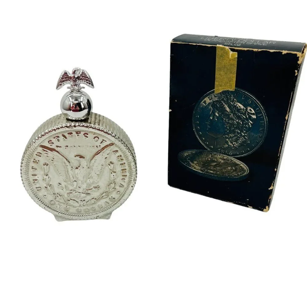 Vintage Avon Liberty Dollar Decanter with Oland After Shave & Box